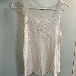 J- crew white cotton eyelet tank top